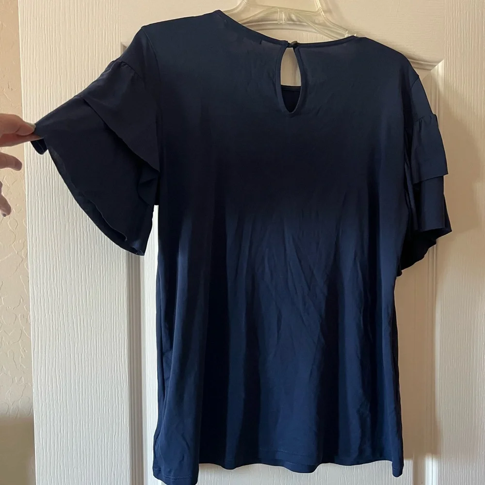 Ro & De Navy Ruffle Top - Picture 4 of 4
